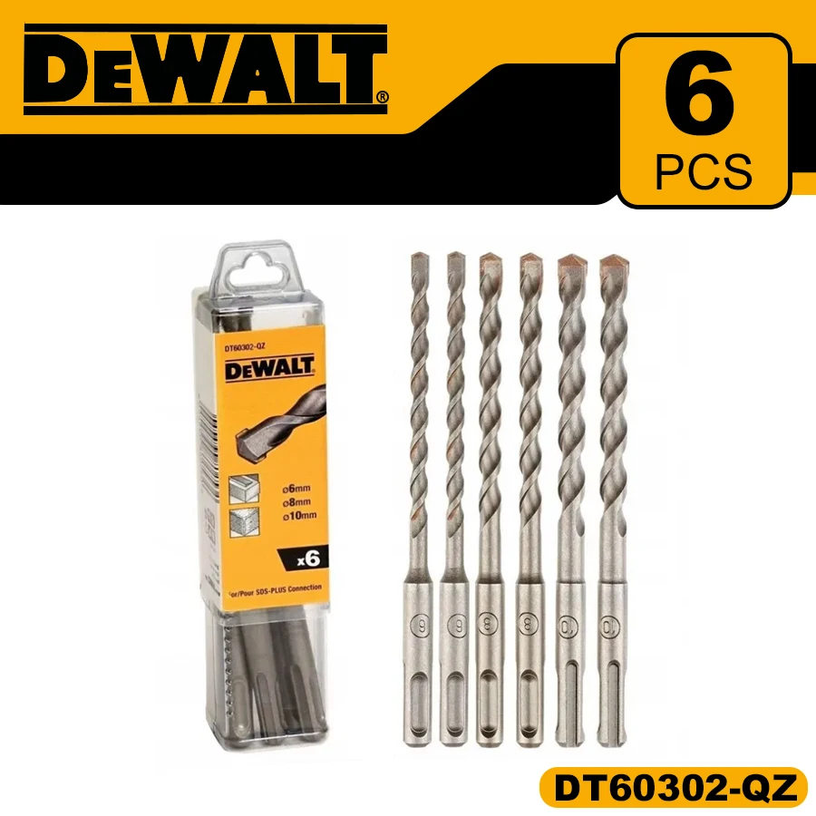 DEWALT DT60302  Twists Drills 6-Piece Set 6MM 8MM 10MM Electric Hammer Drill Accessories Tool Attachments