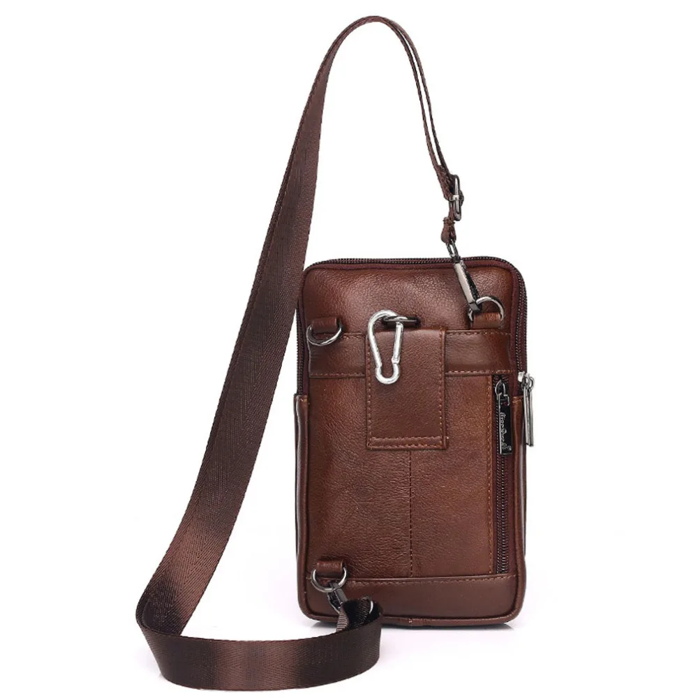 Vintage Leather Shoulder Messenger Bag for Men Phone Belt Waist Bag Travel Crossbody Pack Wallet Satchel Sling Chest Bags