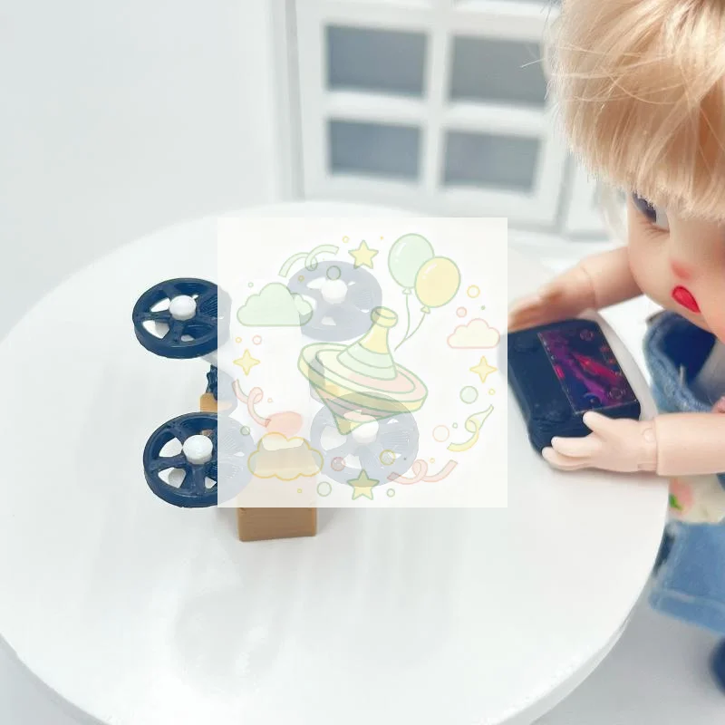 Mini Drone Doll Accessory Set With Realistic Remote Control For Kids Pretend Play Dollhouse Decor