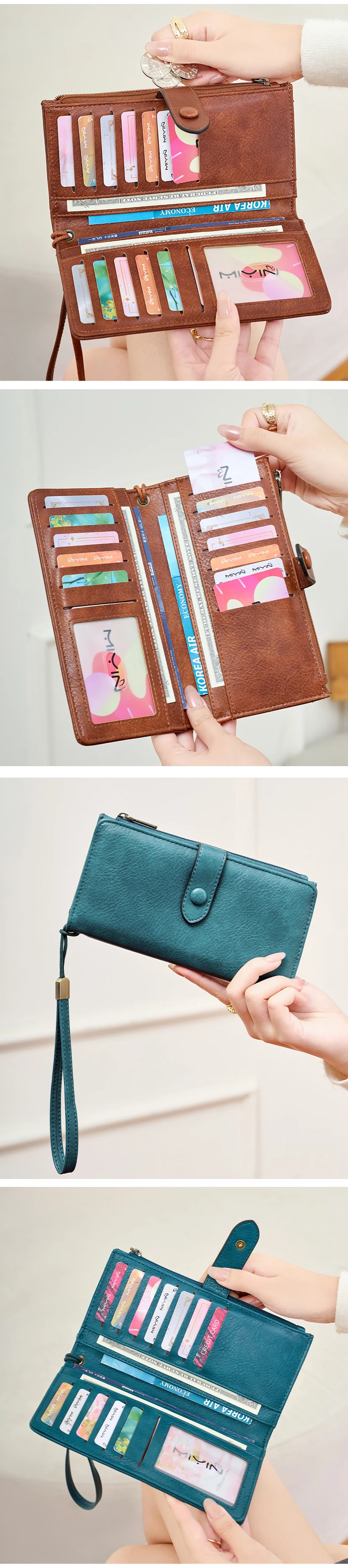 Ultradünne Tragbare Bi-Fold Damen-Geldbörse RFID-geschützter Kreditkartenhalter/Clutch Minimalistischer Multifunktionaler Münzbeutel – Detail 4