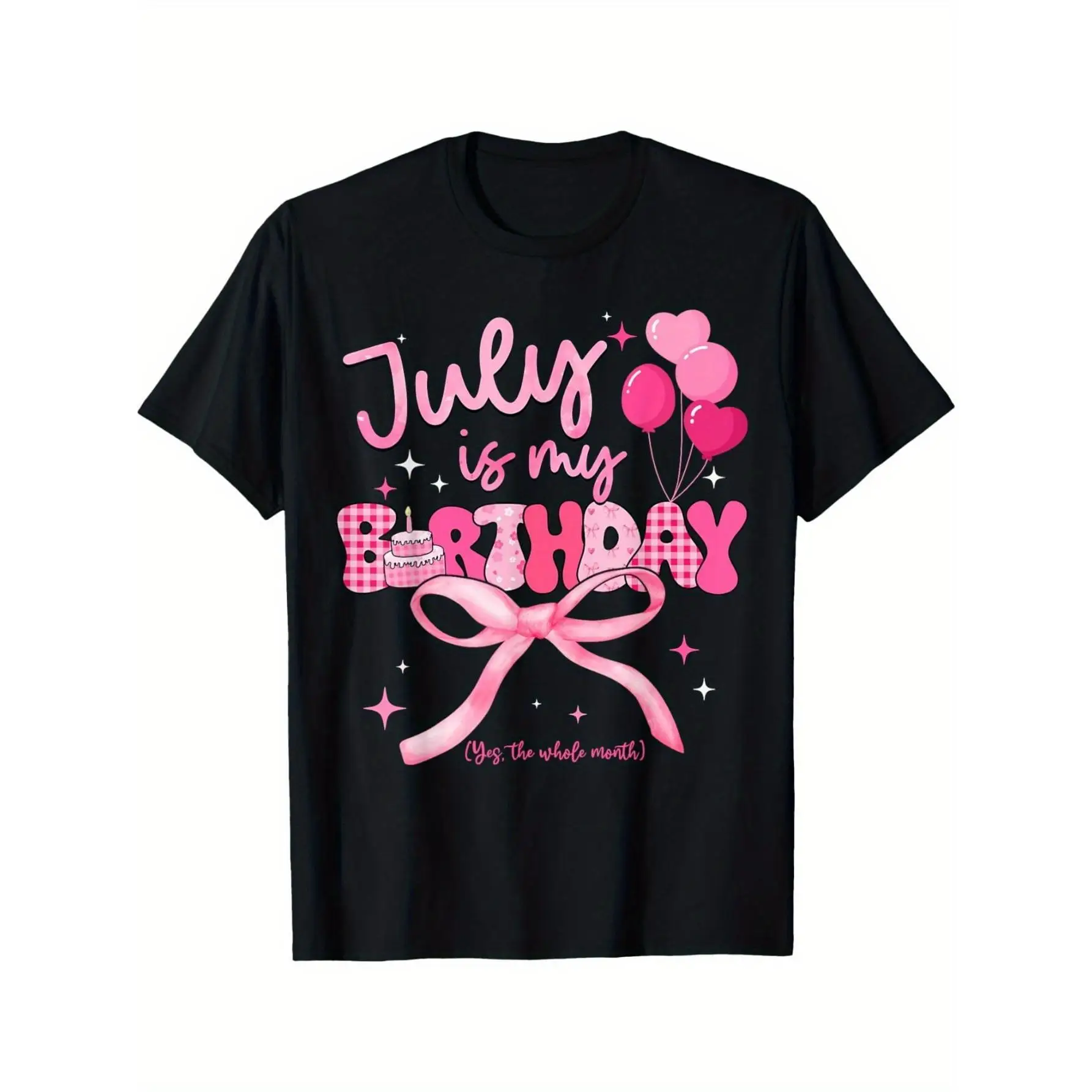 

July Birthday T-shirt for Women Cute Slogan Print Tees It's My Birthday Graphic Top July Birthday Gift for Her