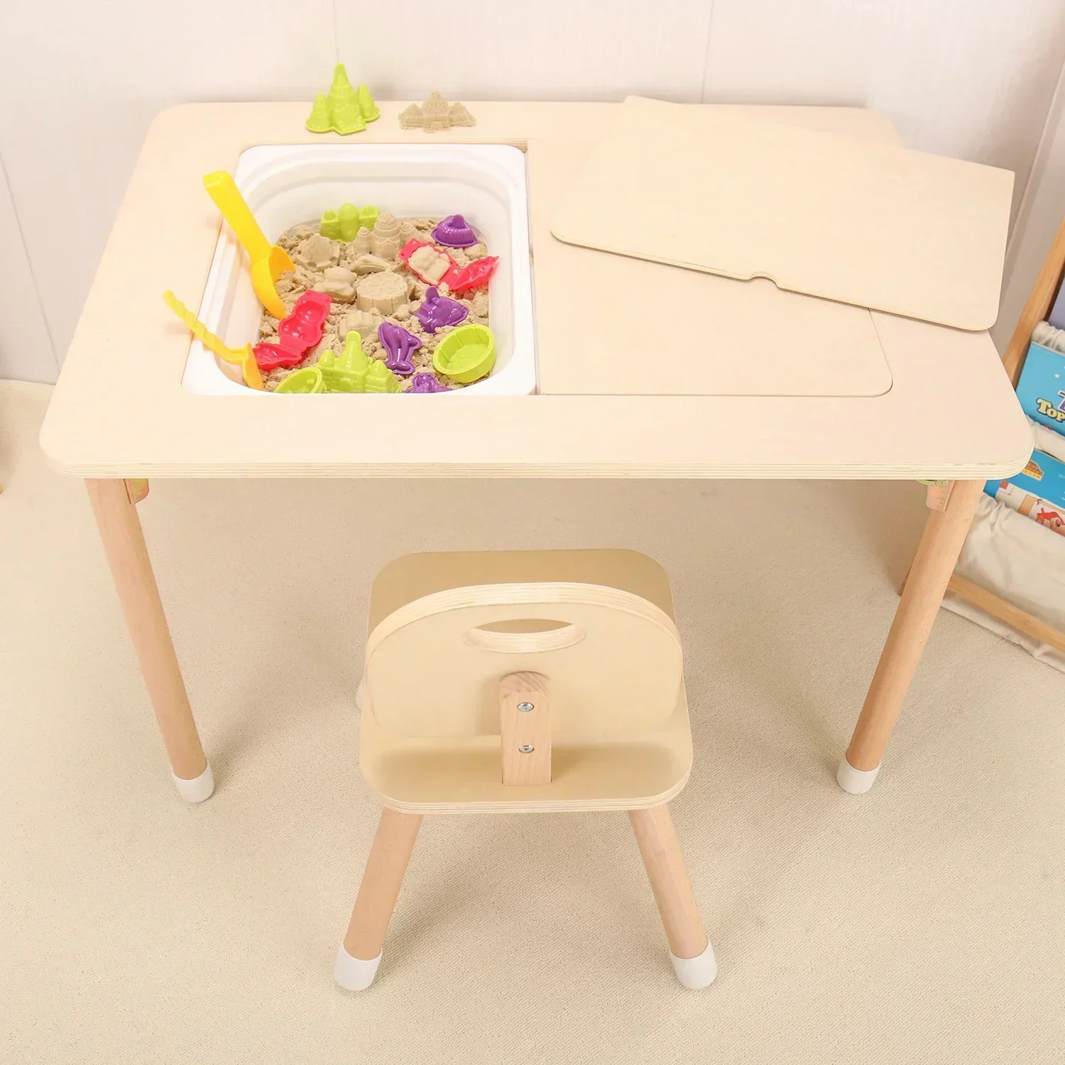 Modern  activity block chair set, with home office bedroom school wooden material storage sand table