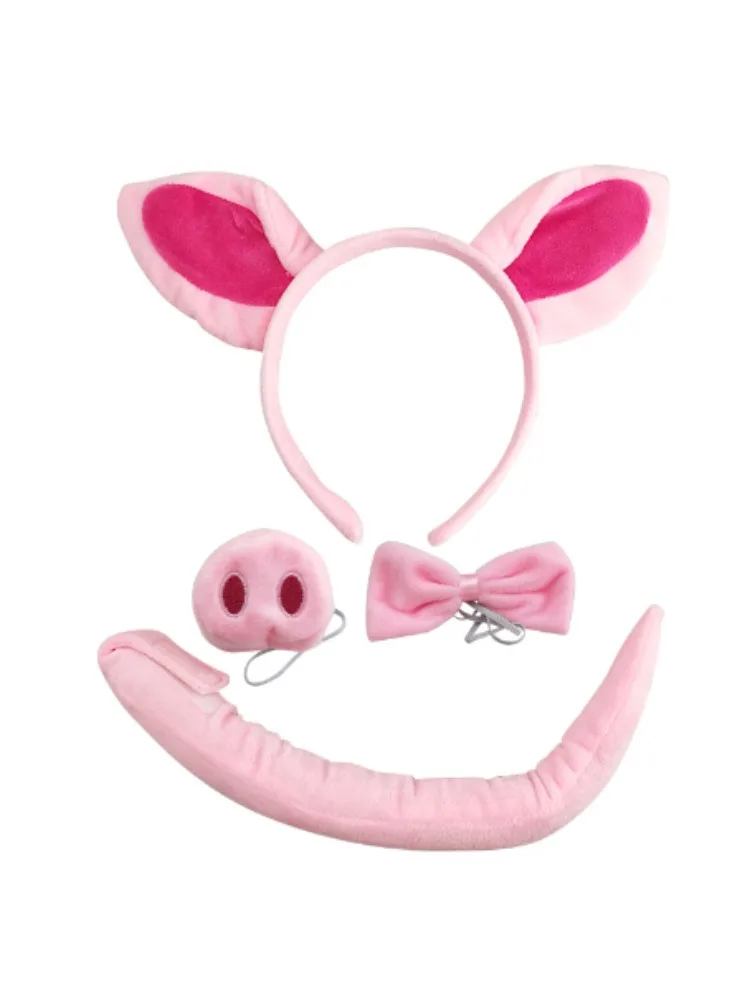 

PESENAR Pink Piggy set Holiday party Wear cute pink piggy dress up Holiday party preferred for men and women fairy tail