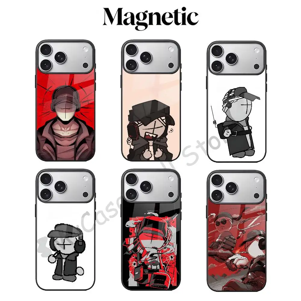 D-Deimos M-MadCom Magnetic Black Phone Case For MagSafe For iPhone 17 16 15 14 13 12 11 Pro Max Plus Mini E XR