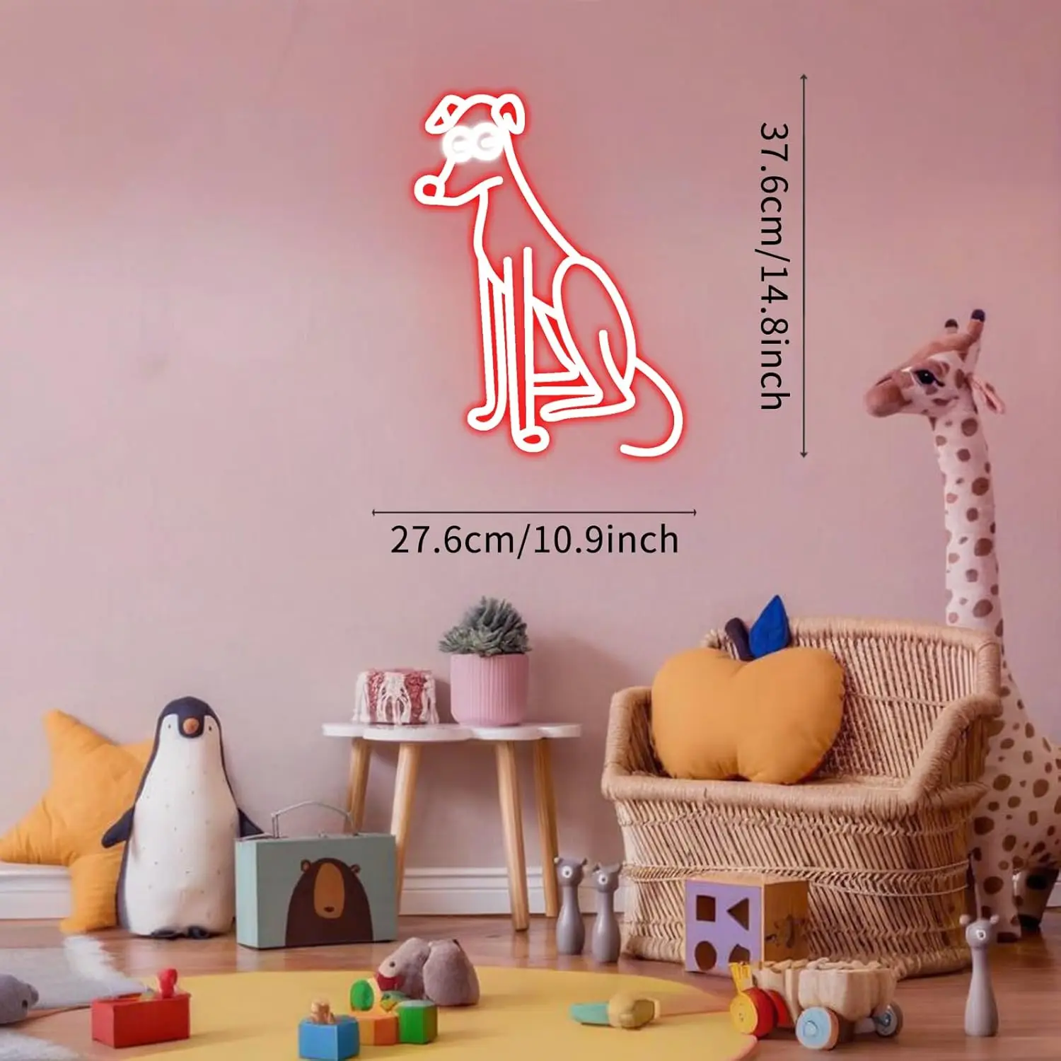 Thin Dog Neon Signs Red Neon Lights for Dog Lover LED Dimmable for Pet Club Store Party Bedroom Living Room Home Shop Wall Decor