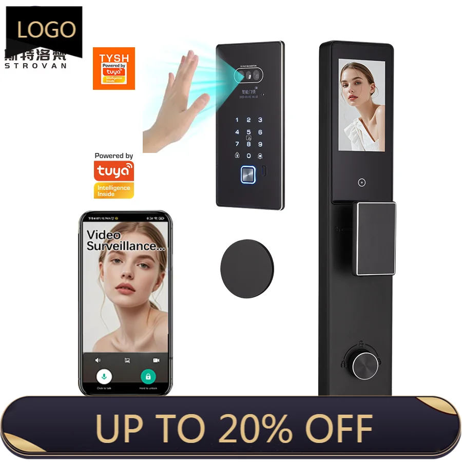 STLF 원격 잠금 해제 스마트 도어락 투야 와이파이 스마트 지문 3D 시노보 인텔리전트 디지털 안전 도어락 가정용