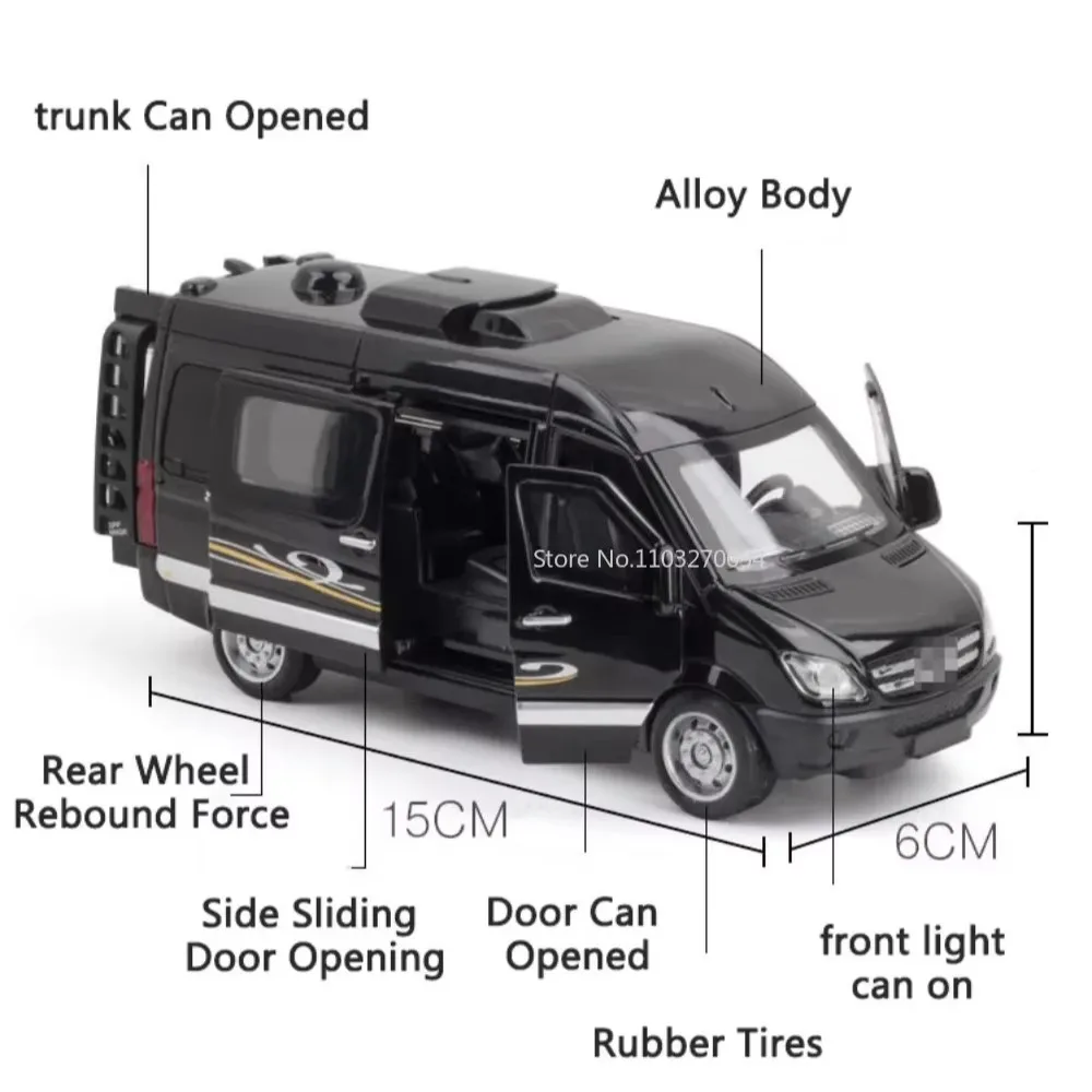 1:32 Sprinter Krankenwagen Legierung Druckguss Modelle Spielzeug Auto Sound Licht Zurückziehen 5 Türen Geöffnet Miniatur Fahrzeuge Kinder Geburtstag Geschenke