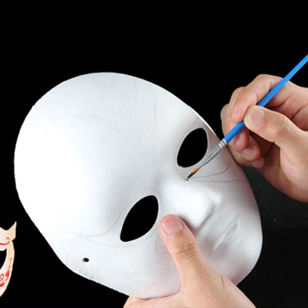 10Pcs Blank Mask Smooth Surface Full Face Mask Creative Paintable Paper Mask DIY Masquerade Mask Cosplay Mask Halloween Props