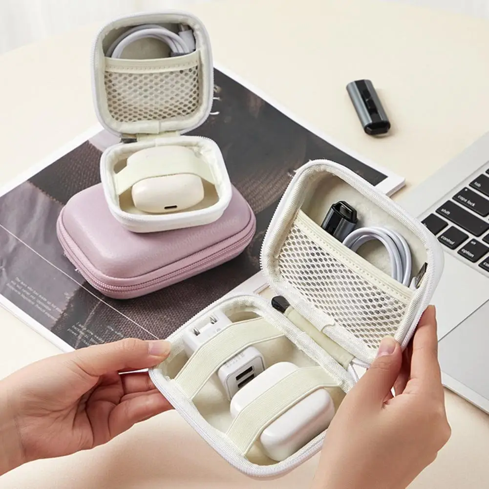 Wireless Earphone Storage Bag Charger Case Zipper Closure Portable Plush Lined Shockproof Storage Bag Speaker Storage Holder Bag