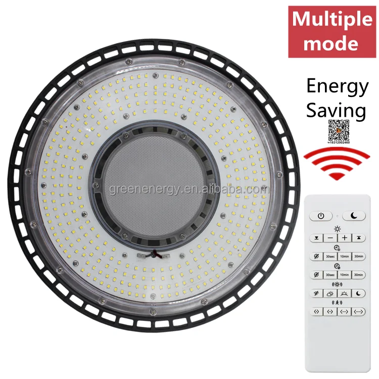 Shenzhen factory 5 anni di garanzia ufo high bay light led 200w 28000lm 100-277V AC angolo del fascio di 120 gradi con sensore di movimento intelligente