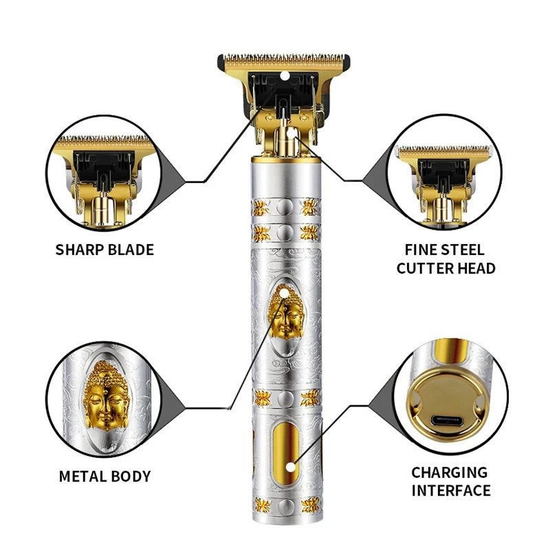 ปัตตาเลี่ยนผมไฟฟ้าผม T Rimmer ตัดผมมืออาชีพ USB ชาร์จชายตัดผมเครื่องตัดผม