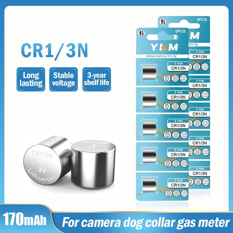 10PCS CR1/3N DL-1/3N CR-1/3N CR13N 170mAh  3V Lithium Battery for M6 M7 Camera Dog Bark Collar Laser Sight Button Batteries