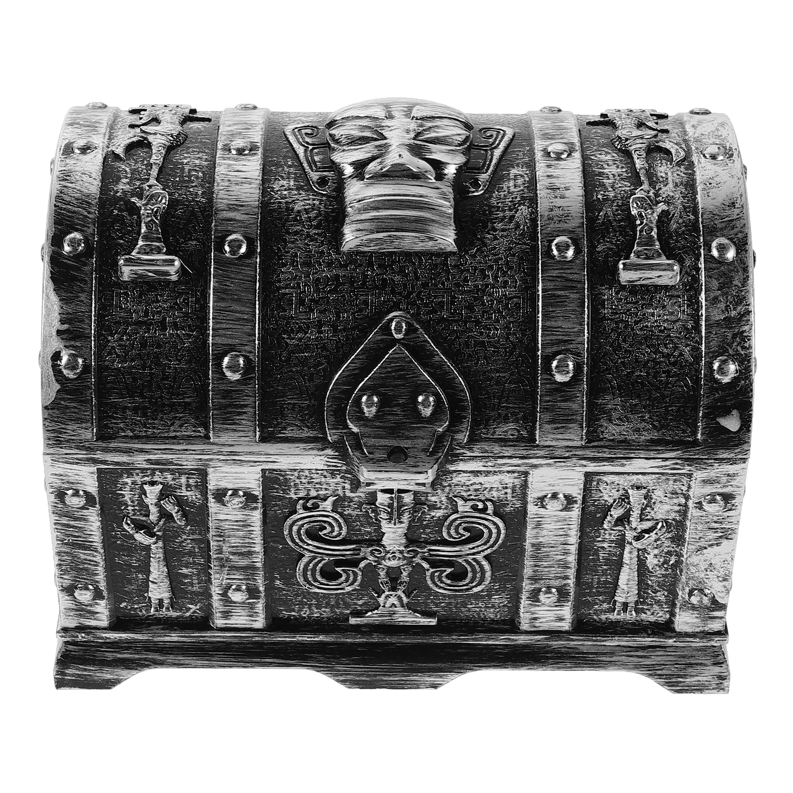 

Sanxingdui Mask Vintage Treasure Chest Lockable Decorative Box Jewelry Organizer Kids Trinket Storage Halloween Pirate Party