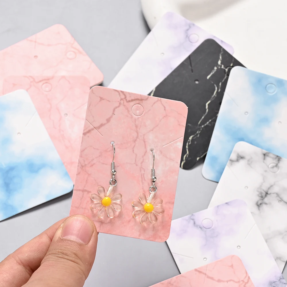 200 Stück Ohrring-Displaykarten-Set, Marmor-Design, Papierkartenanhänger mit transparentem OPP-Beutel, geeignet für die Aufbewahrung von Ohrringen und Schmuck. – Detail 2