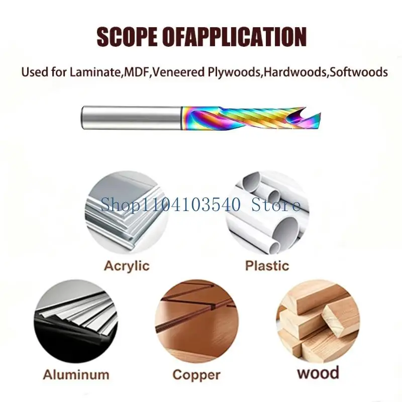 02DC Single Side O Profile Bit 1/4 In Stem, Solid Body Coated Finish for Acrylic, Wood, Plastic, Plywood and Aluminum Composite