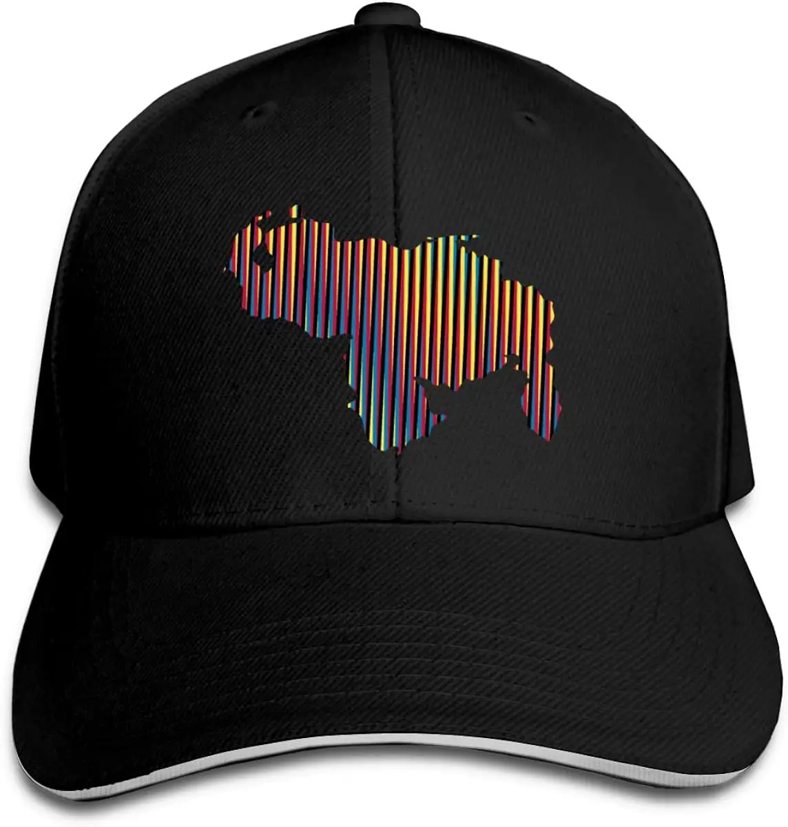 Colored Venezuela Map Mens Baseball Caps Adjustable Peaked Sandwich Dad Hat Black