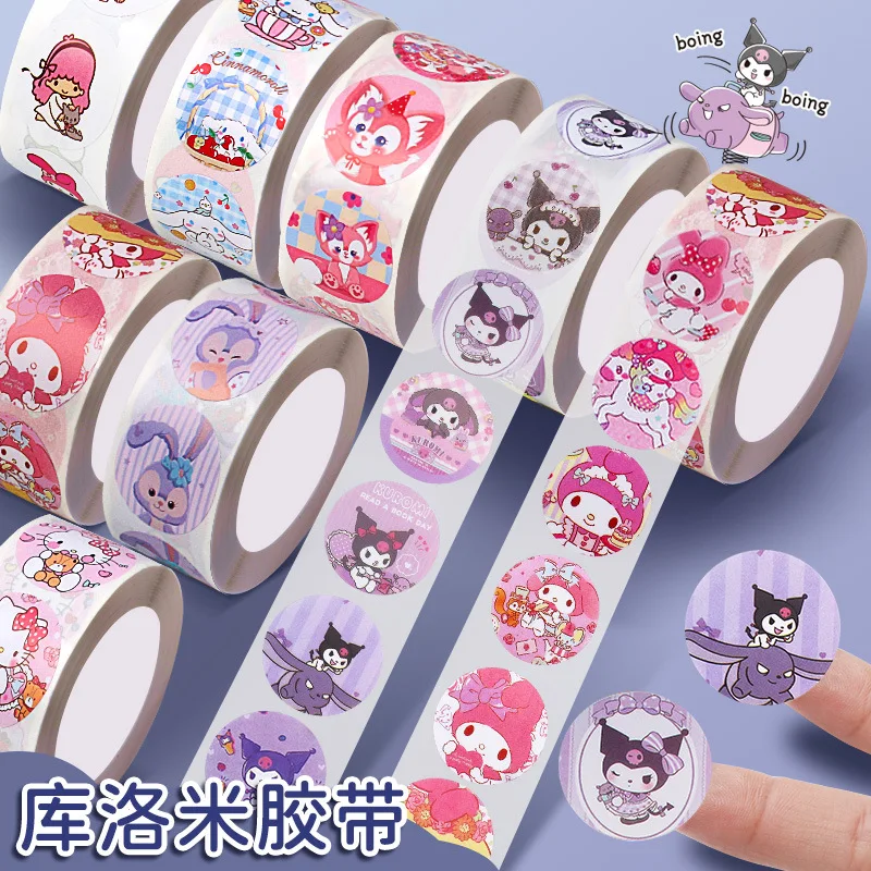 500Pcs/Roll Cartoon Stickers Kawaii Hello Kitty Melody Kuromi Cinnamoroll Luggage Graffiti Decals Kid Toy Decoration Sticker