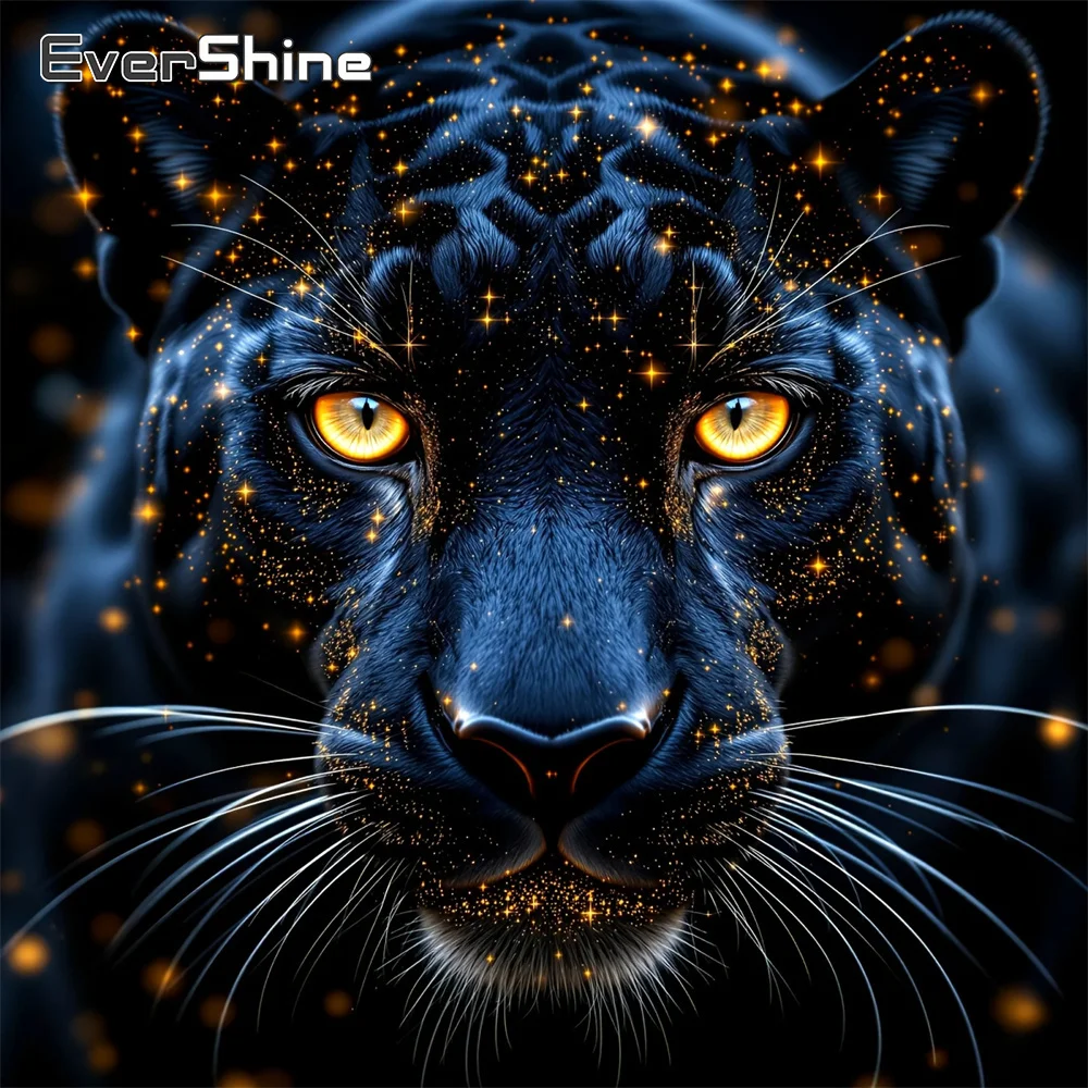Evershine Diamant-Gemälde mit Tiermotiv, Strass-Mosaik, Leopard, voller quadratischer Diamanten, Stickerei, Heimdekoration