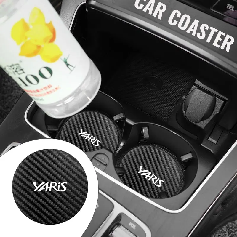 2PCS Car Cup Coaster Non-Slip Drink Holder Mat Accessories For Toyota Yaris 2022 2021 2020 2015 2016 2018 2011 2012 2013