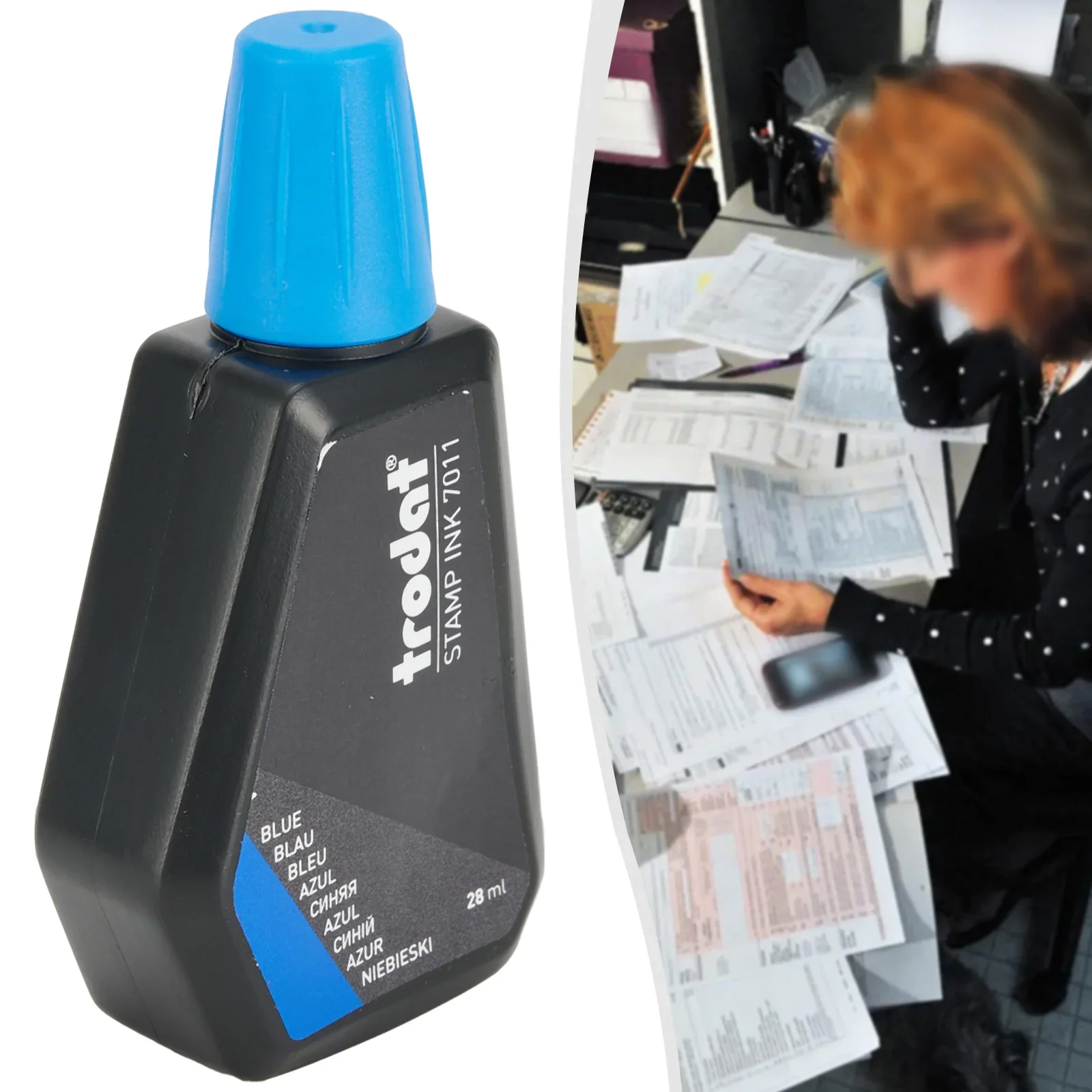 Ручные инструменты, офисные принадлежности, технические чернила 7011, искусственные чернила 28 мл (цвета), гигроскопические, Re-Ink, все накладки для ручного принта