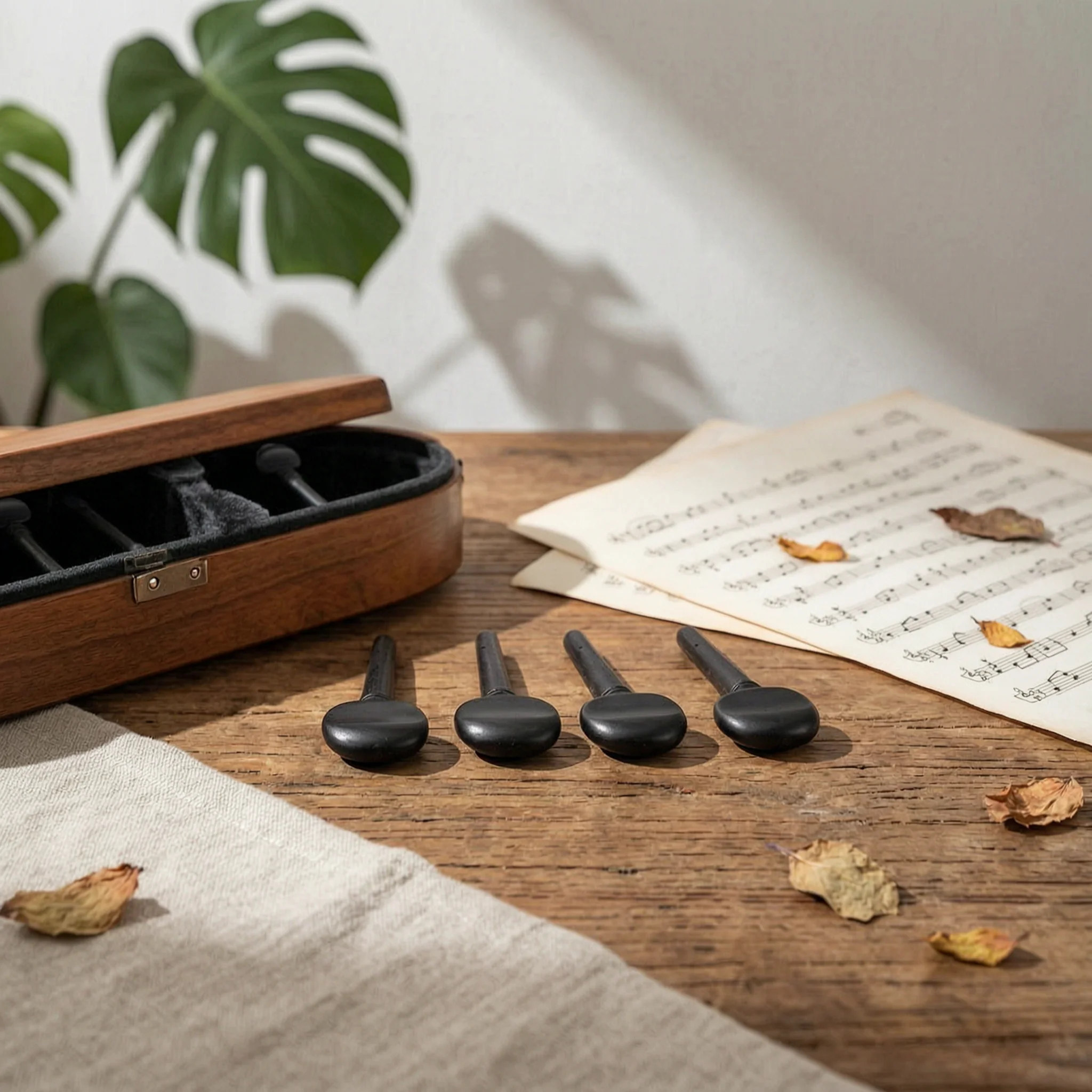 4 Pieces Cello Tuning Pegs with Pre-Drilled Holes Tapered Ebony Cello Pegs String Instrument Part Easy to Install Parts