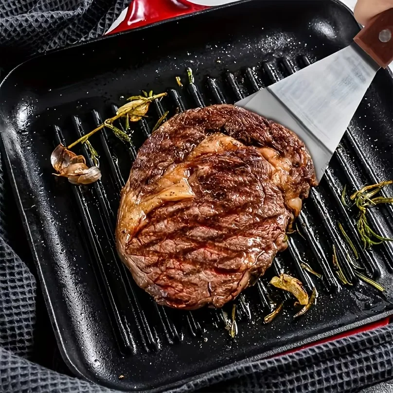 1Pc Stainless Steel Frying Spatula Pancake Turner Steak Cooking BBQ Kitchen Accessories Gadgets Tools Home Camping Grill Pan