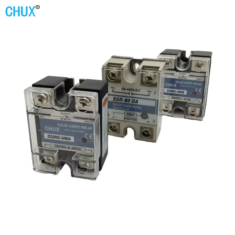 CHUX DC-AC SSR 10a 20a 25a 40a 24-480VAC To 3-32VDC Single Phase SSR Solid State Relay