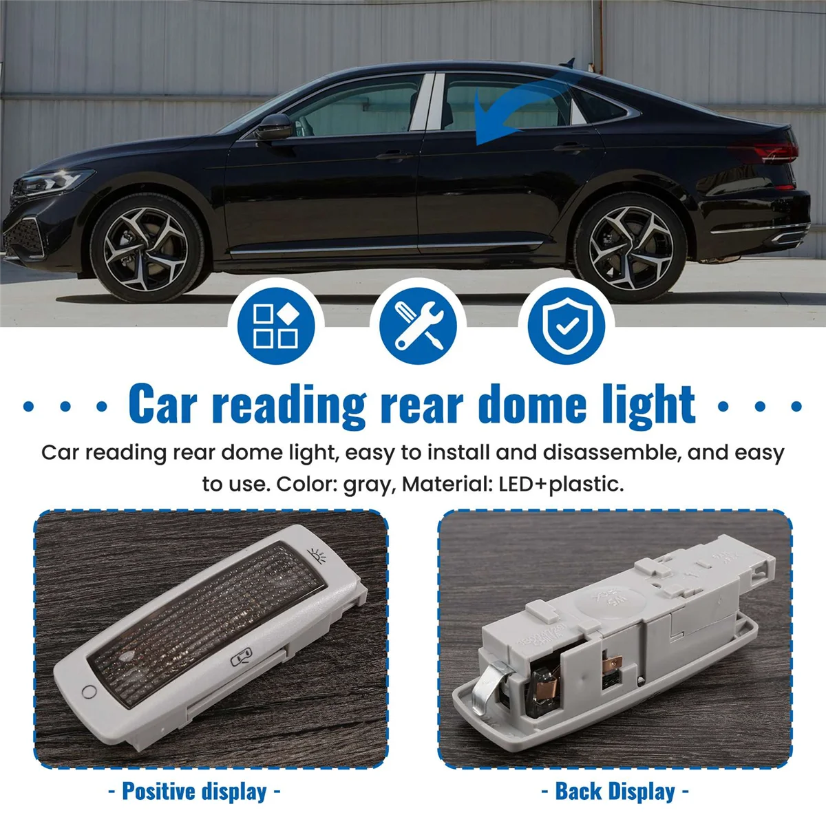 Luz de techo de mapa para después de leer, 3B0947291 B, para Volkswagen Golf, Passat, Tiguan, Caddy, Skoda, gris