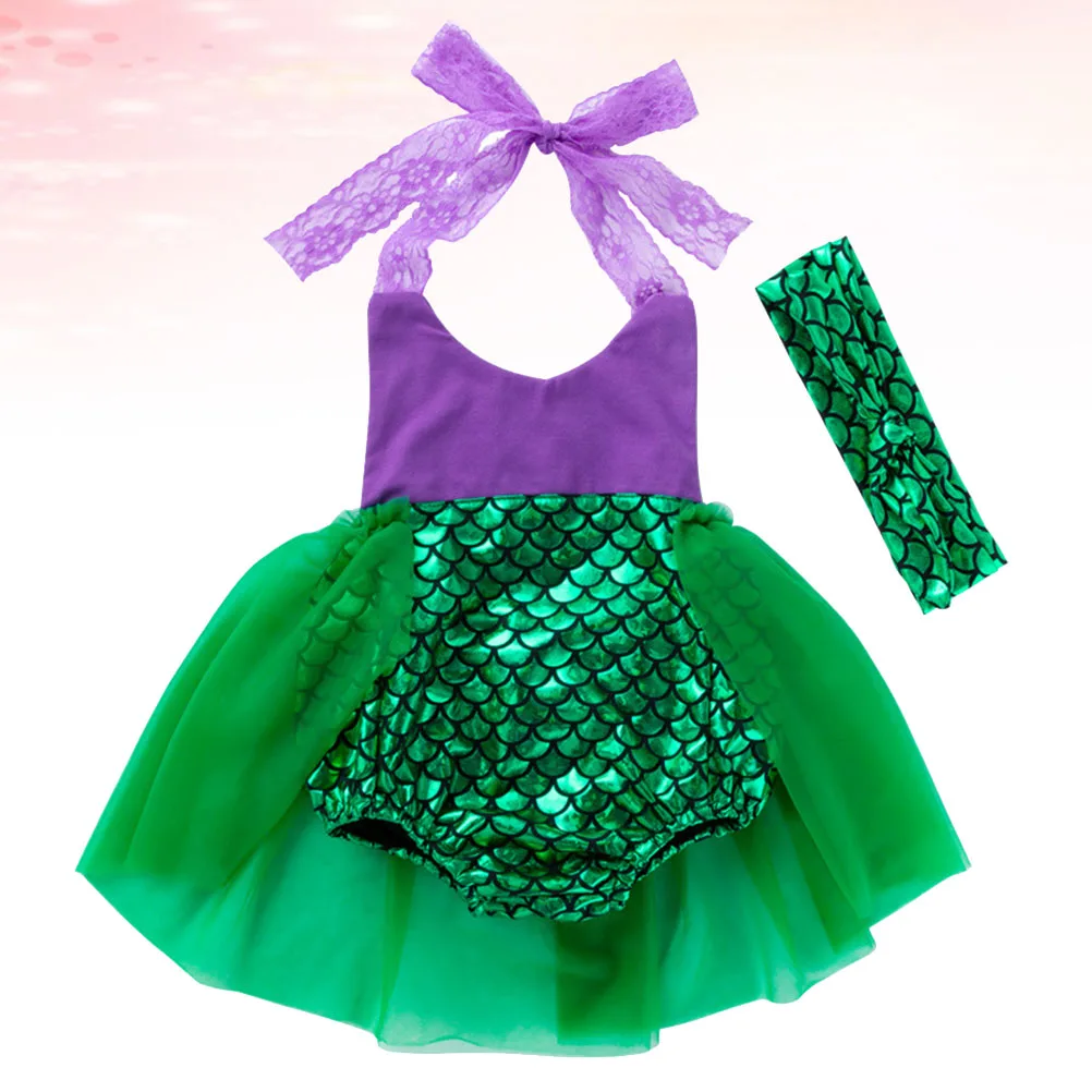

Sling Dress Hairband Set Girls Party Apparel Kids Tutu Cosplay Costume Children's Clothing Active Dynamic for