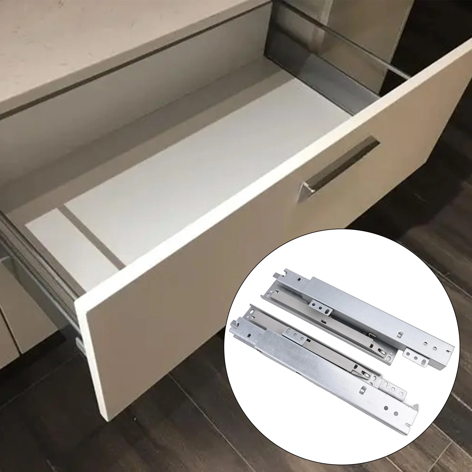 Floor Mounted Soft Close Drawer Slides Constructed from Galvanized Steel for Durability in Residential Applications