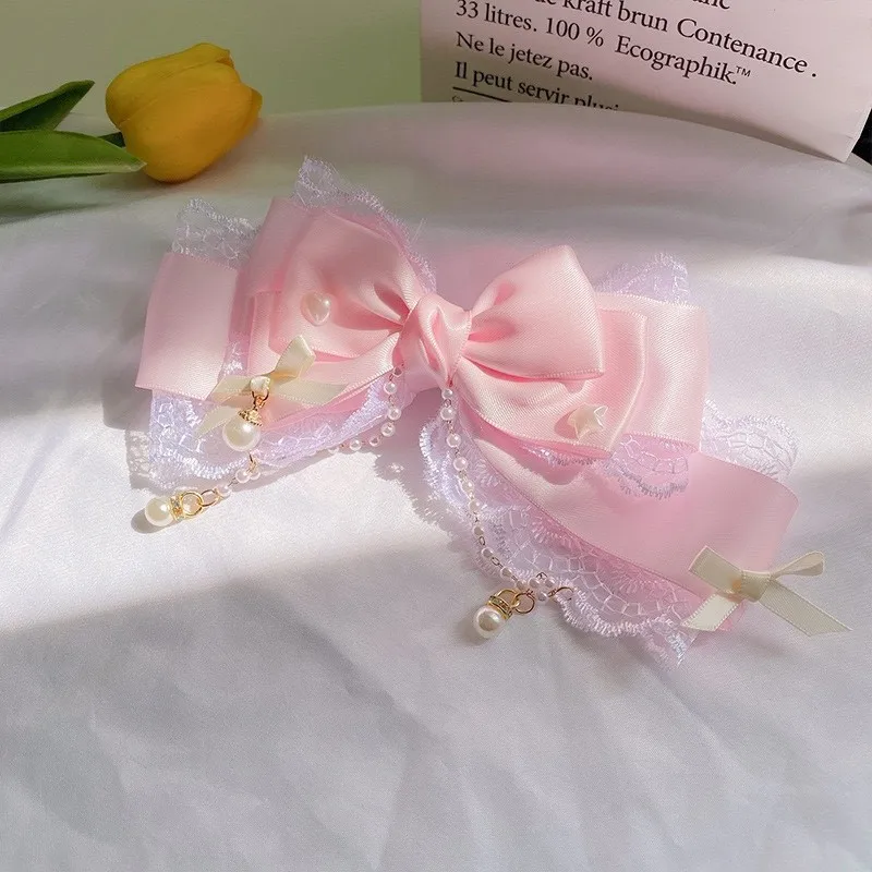 Lolita Girl Bow Hair Clips Headwear Hairpins Hair Accessories Pink Claw Hair Clip Sweetg Srtyle Kawaii Hair Accesorios Jk Clips image 6