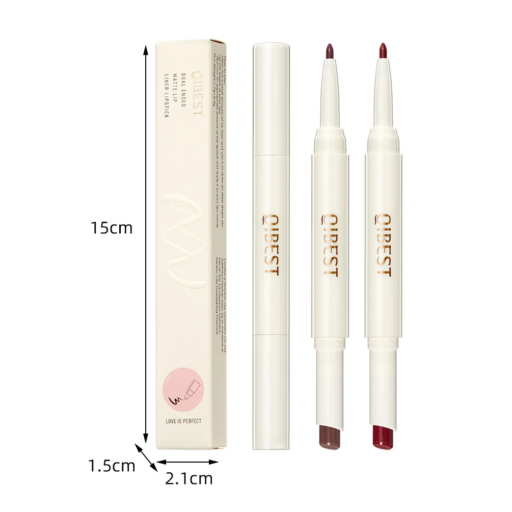 2 IN 1 Lip Liner Lipstick Waterproof Double Ended Matte Lipstick Pencil Lasting Makeup Contour Tint Sexy Red Lip Stain Lipliner