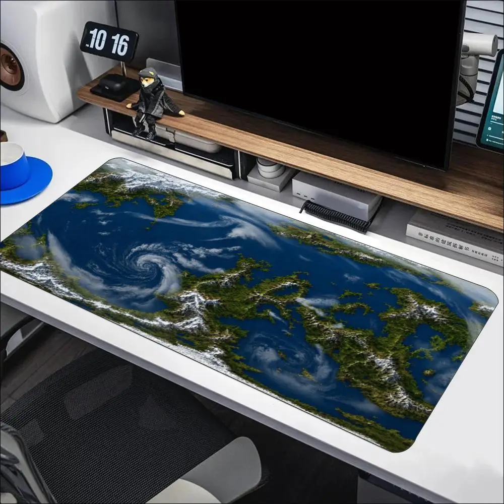 Fantasy Floating Islands Aerial Green Land Blue Ocean Game Map Gaming Mouse Pad XXL Non-Slip Rubber Base Stitched Edge Pro