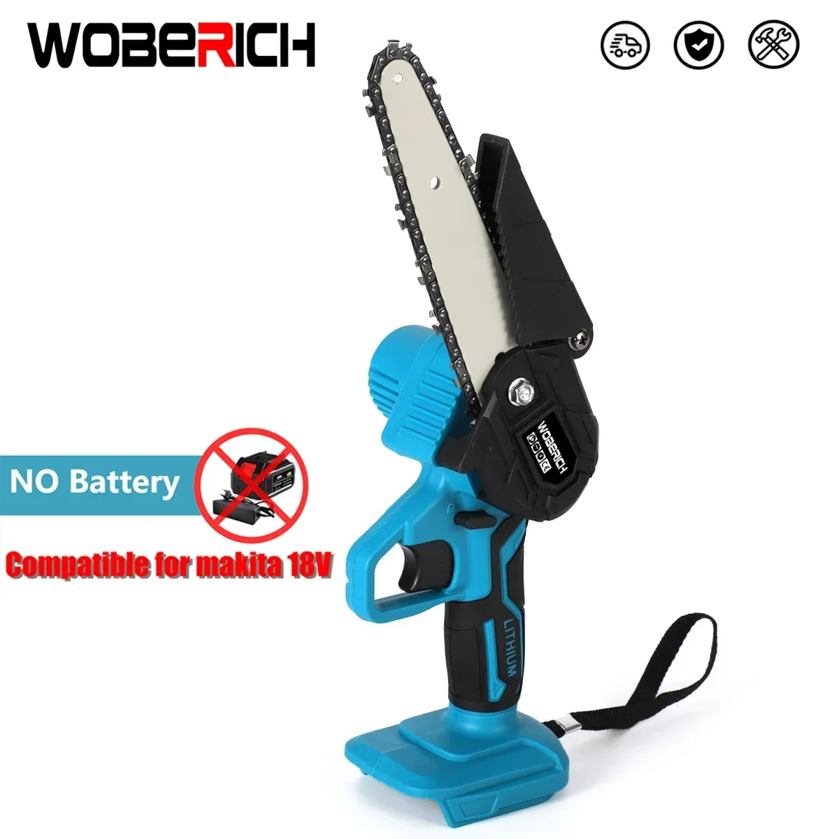 

21V Portable Mini Electric Pruning Saw Rechargeable Small Wood Spliting Chainsaw Woodworking Tool for Garden Orchard Branch Clip