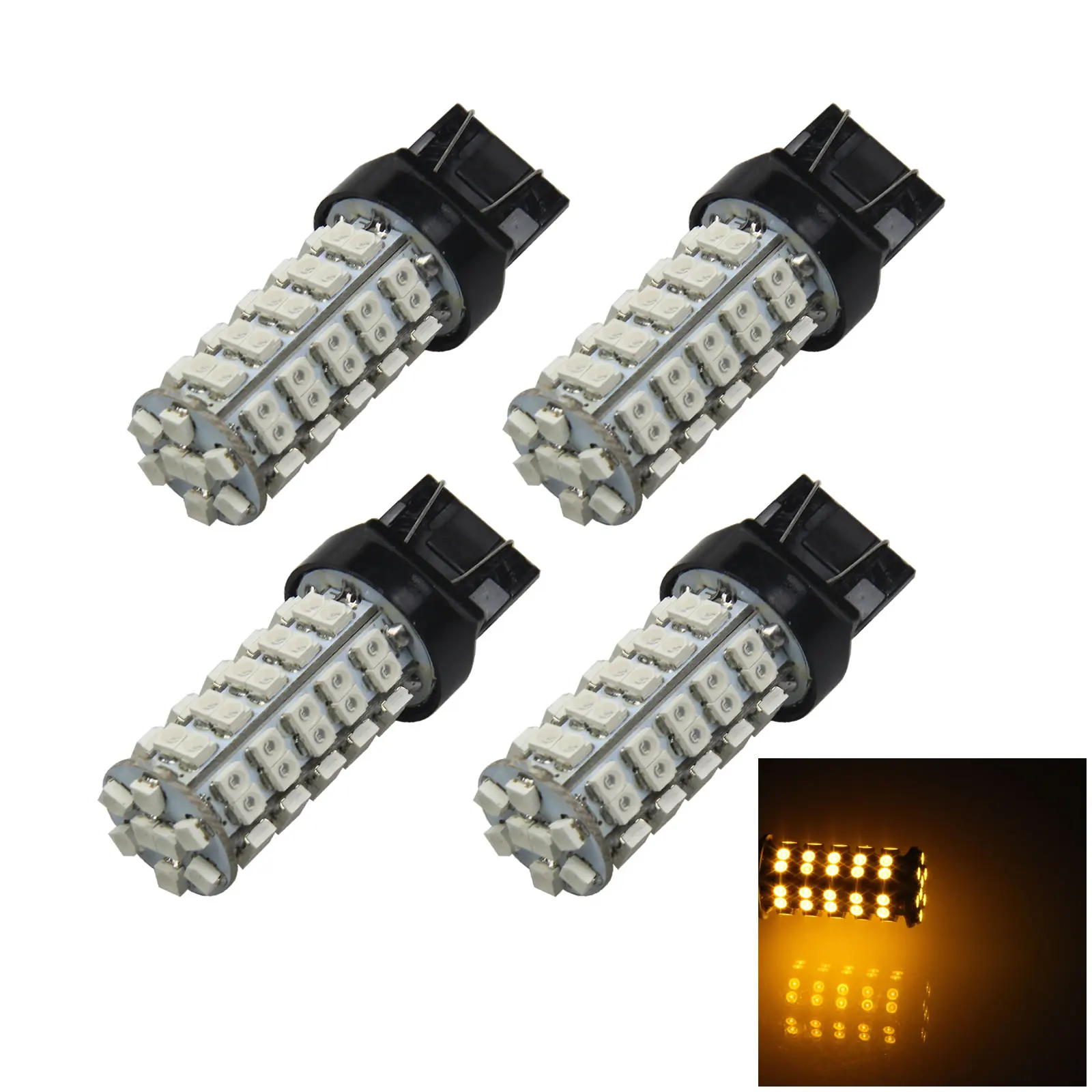 4x желтая RV 7443 Тормозная лампа задняя лампа 68 излучателей 1210 SMD СВЕТОДИОДНЫЙ W3X16D ECE Z20044