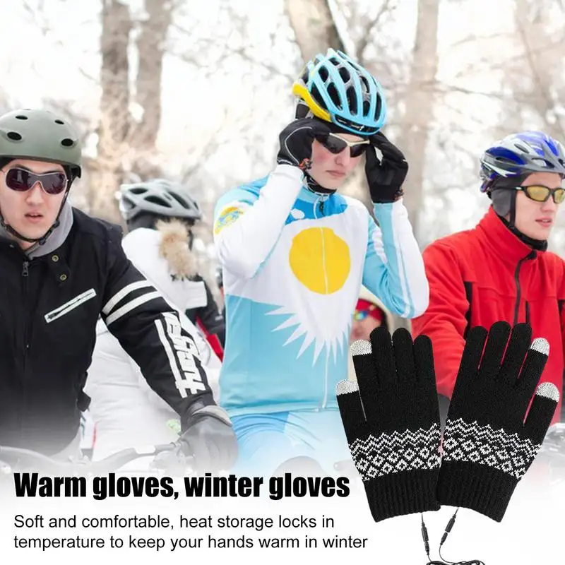 Heated Gloves For Men Rechargeable Fast Heating Knitted Touchscreen Gloves Full Finger Removable Washable Laptop Gloves Hand