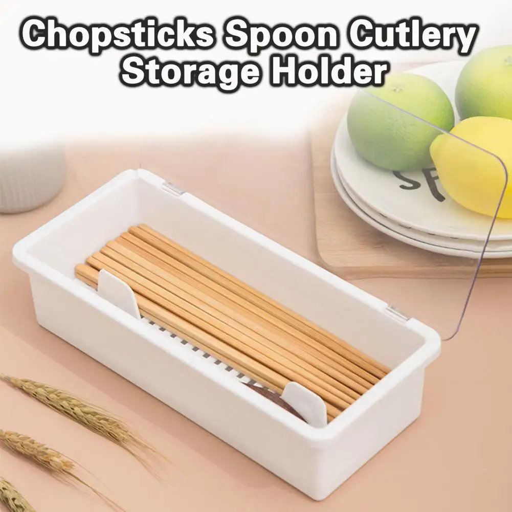 Chopsticks Storage Box Transparent Cover Chopsticks Holder Chopsticks Spoon Cutlery Storage Case