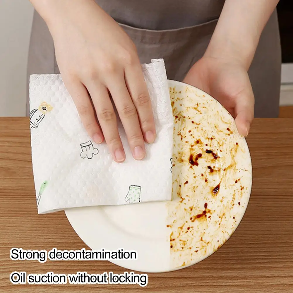 Multi-purpose Paper Towel Super Absorbent Kitchen Paper Towel Roll Food Grade Dual Use Dishwashing Cloth Reusable for Wet