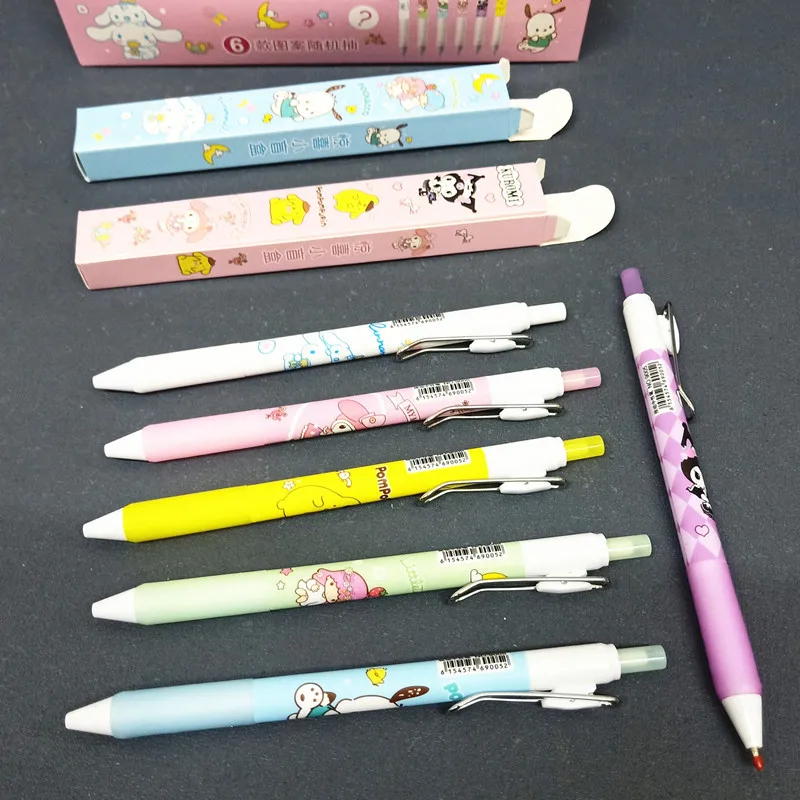 New Kuromi Melody Jade Gui Dog Blind Box Press Neutral Pen Pompompurin Metal Pen Clamp Press Water Pen Office Writing Pen