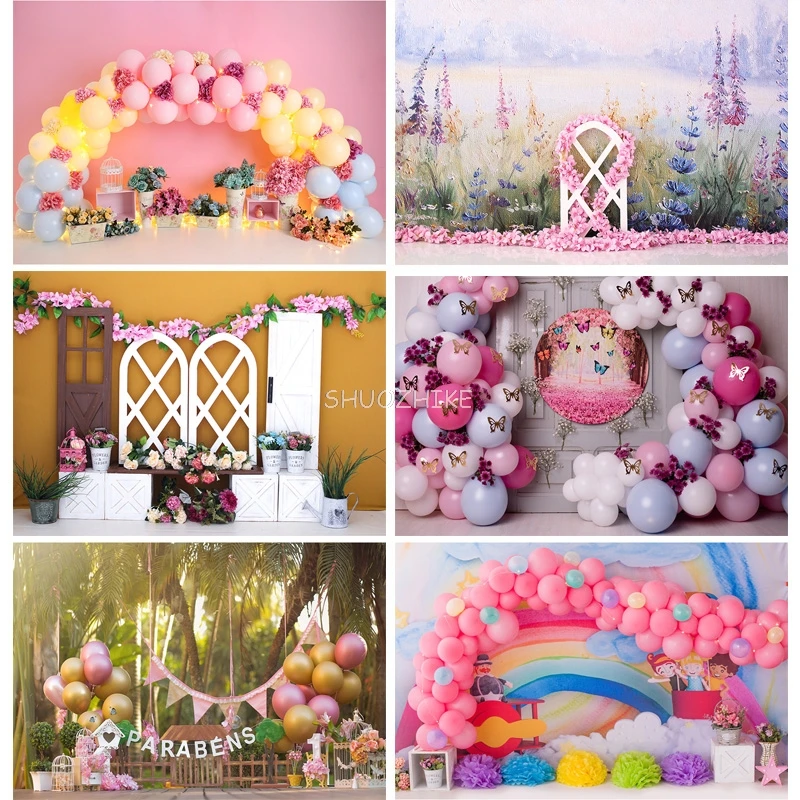 

Jungle Happy Birthday Photography Backdrops Newborn Air Balloon Party Decorations Portrait Photo Studio Background VG-05