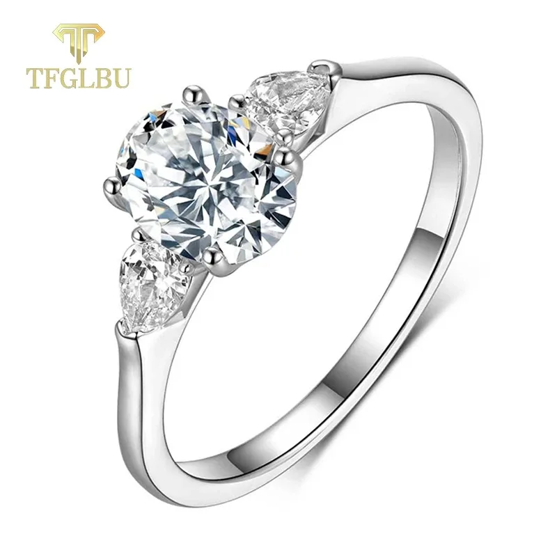 

TFGLBU 1.5CTTW D Vvs1 Oval Cut Moissanite Ring for Women S925 Silver Wedding Anniversary Diamonds Band Ring White Gold Plated