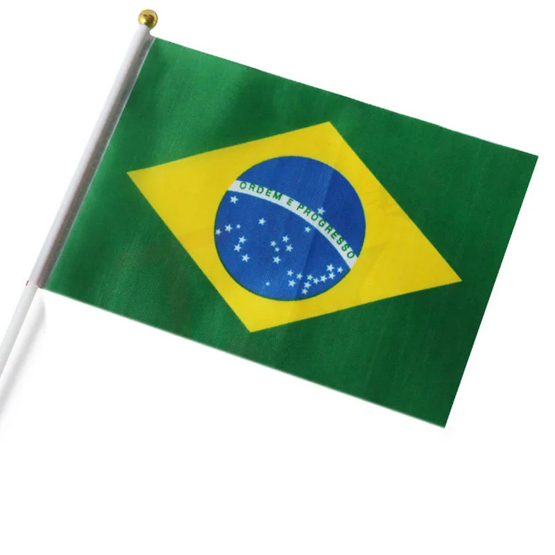 10 Pcs/lot Brazil Hand Waving Flags 14x21cm Brazil Flag Wholesale