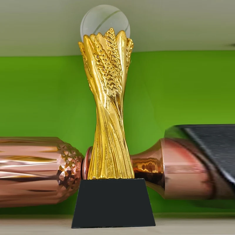 Customized Creative Resin Trophy, Home Decor, basketball, billiards, Earth Transparent Ball, Crystal Base Carving Souvenirs, 1Pc