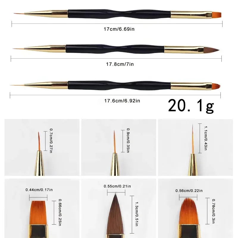 Ensemble de pinceaux pour Nail Art à rayures françaises, stylo de dessin de ligne Ultra-fin, pinceaux de peinture sur Gel UV à double extrémité, outils de manucure