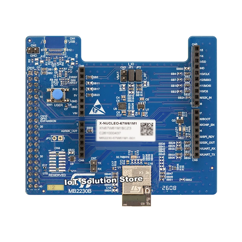 X-NUCLEO-67W61M1 Wi-Fi 6 & Bluetooth LE expansion board for STM32 Nucleo boards based on ST67W611M1 Wi-Fi module