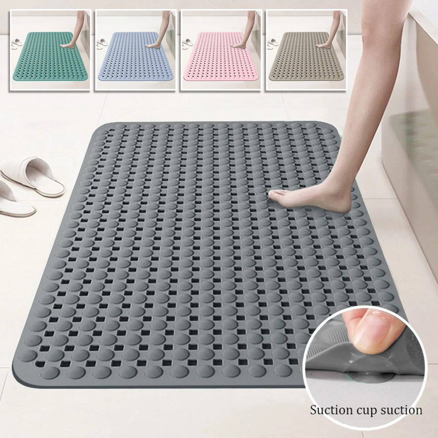 

1PC Bath Mat with Drain Holes Non Slip Bath Mat Easy Clean Bathtub Mat with Drain Holes and Suction Cups Bathroom Accessories