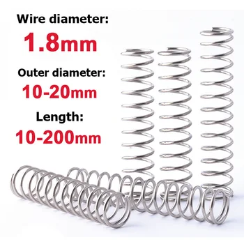 와이어 직경 1.8mm 304 스테인레스 스틸 용수철 스틸 Y자형 압축 용수철, OD 10, 11, 12, 13, 15, 16, 17, 18, 20, 21, 22, 24, 1 개/25mm