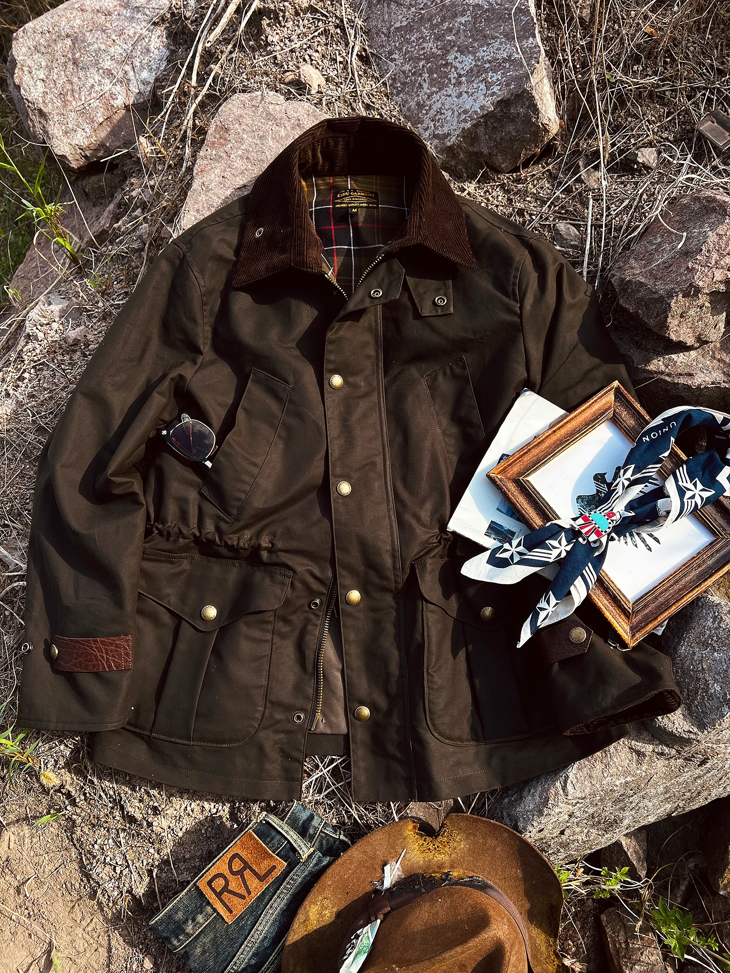 

Классический американский ретро масляный воск охотничий джет средней длины спецодежда верхняя одежда ветрозащитное водонепроницаемое хлопковое молодежное повседневное пальто