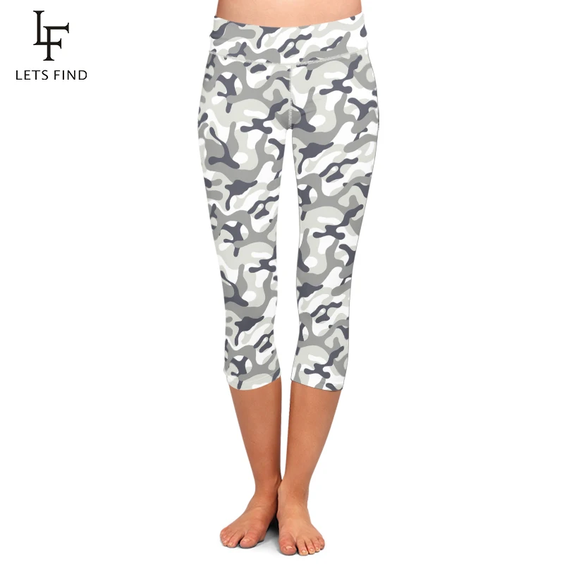 Hoge Kwaliteit Vrouwen Capri Leggings Hoge Elastische Camouflage Printing Leggings Zomer Vrouwen Fitness Broek