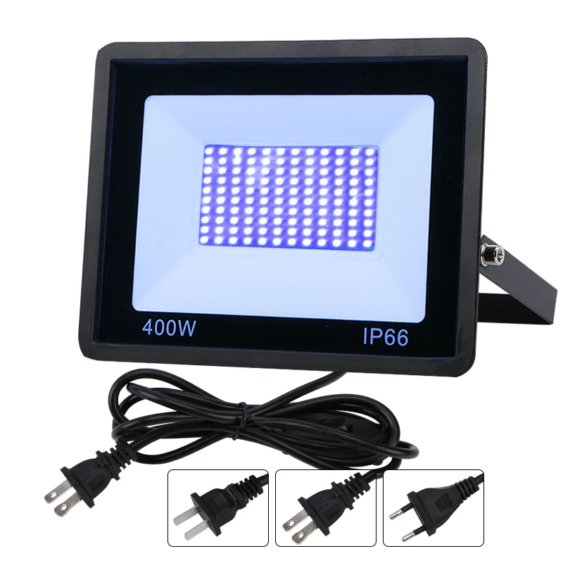 

UV Curing Lamp 100w 200w 395nm Ultraviolet Plug 110-240v Stage Blacklight IP66 Waterproof Fluorescent Lamp Floodlight